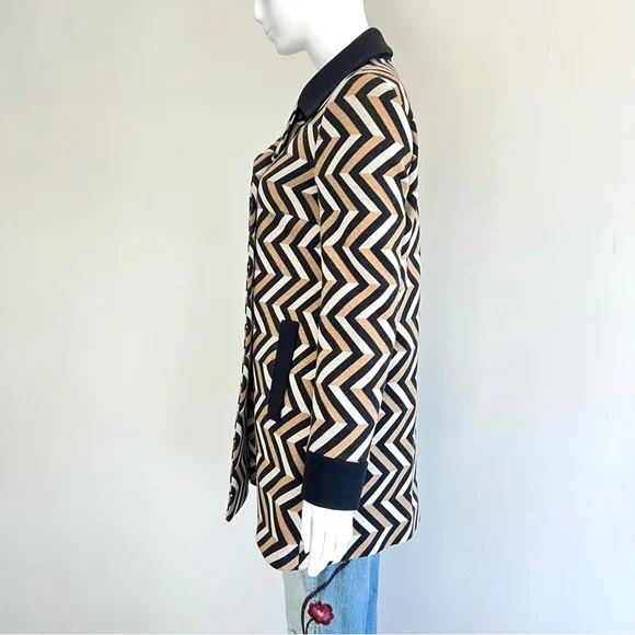 RED VALENTINO Wool Blend Multicolor Mid Length Double Breasted Pea Coat Sz 42 - Picture 6 of 16